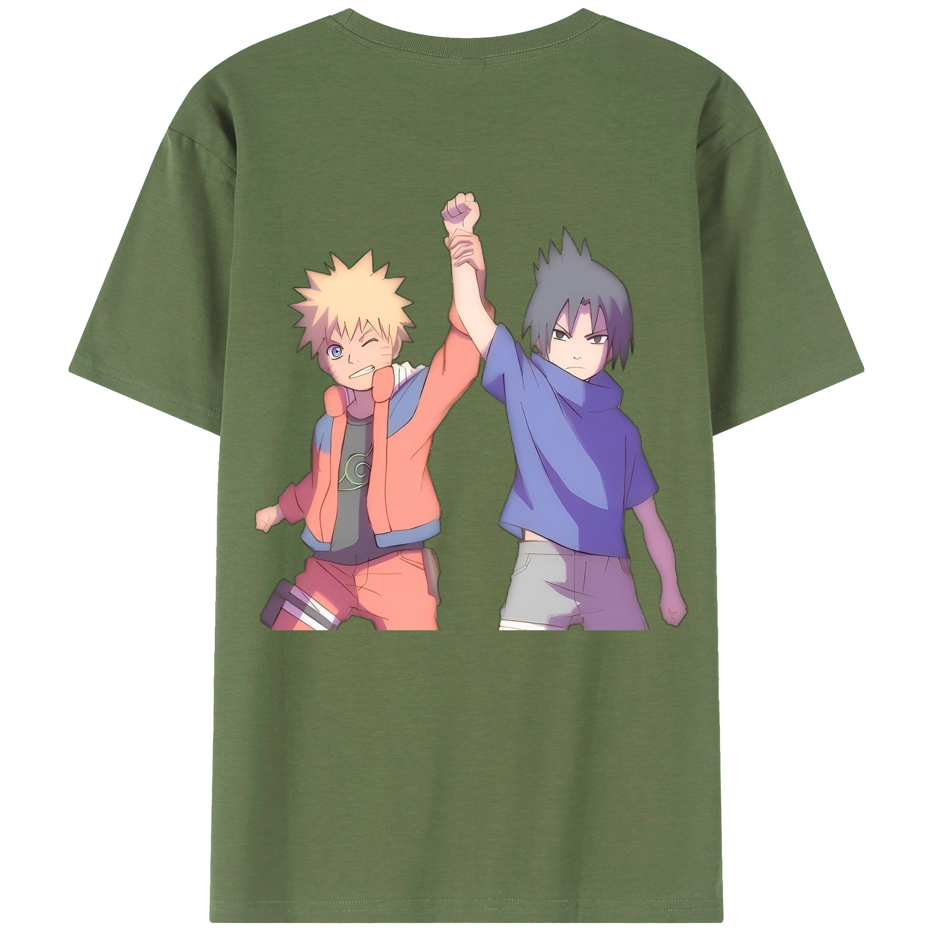 （画像用） NARUTO -ナルト- うちは サスケ Uchiha Sasuke 綿100％ メンズ半袖Tシャツ（バックプリント） 通気性